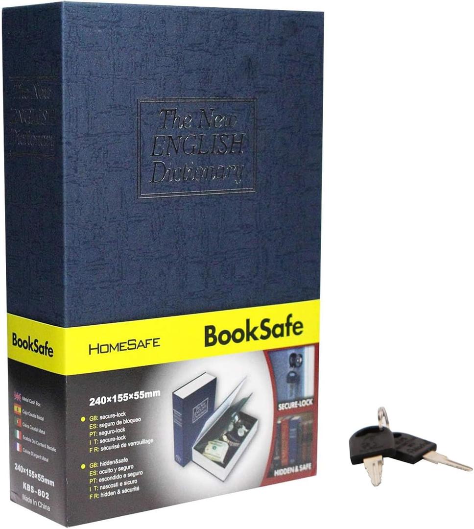 SEPOX Ultimate Diversion Safe Book Box, Lock Box with Key - Large Sized Blue Dictionary - Ideal for Safeguarding Money, Jewelry, and Valuables - Perfect for Dorms & Homes