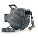 GLAHODEN Retractable Garden Hose Reel 1/2 in x 65 ft, 2025 Upgraded Dual Ratchet Lock UV & Freeze Protection Brass Seal Slow Retraction Anti-Tangle Hose 180°Swivel Reinforced Scaffold Wall Mount