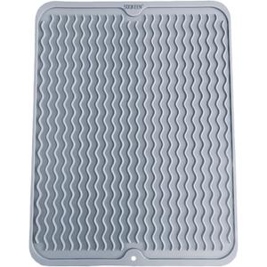 Silicone Dish Drainer Mat 16"12" (40  30 cm) Kitchen Dish Drying Heat Resistant Mat Collapsible Sink Non Slip Kitchen Draining Board Mats for Kitchen Counter (Light Grey) (16"x12", 1P)