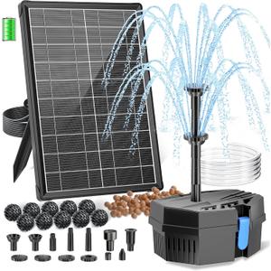 Biling Solar Pond Filter for Small Pond, 8W Solar Water Fountain with 3600mAh Battery, Clean Water Creat Water Features for Outdoor Pond Water Feature, Work Stable in Daytime
