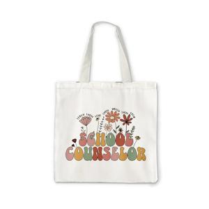 Counselor Gifts Tote Bag, Guidance Counselor Gifts, Counselor Gifts for Women, Groovy Retro Counselor Canvas Tote Bags for Women, Reusable Grocery Bags Shopping Bags