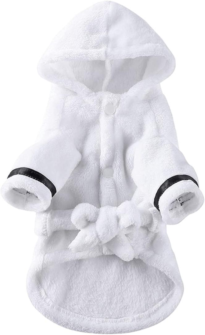 Petyoung Pet Bathrobe Dog Thickened Hooded Bathrobe Quick Drying and Super Absorbent Dog Bath Towel Soft Pet for Puppy Small Dogs Cats (White)