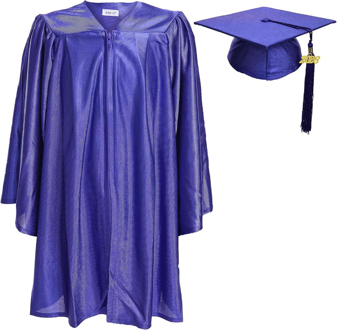 Newrara Unisex Shiny Kindergarten Graduation Gown Cap with Tassel (Purple)