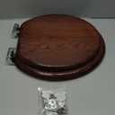 Round Slow Close Wood Toilet Seat Support 400 lbs. Heavy Duty Wooden Toilet Seat with Natural Wood Veneer, Toilet Lid with Soft Close Chrome Hinges, Grip-Tight Bumpers Easy to Clean, Easy to Install