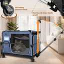 Petskd Side Expandable Extra Large Cat Carrier with Wheels and Litter Box for Long Distance Car Travel, 24"x17"x17" Collapsible Soft-Sided Pet Carrier with Zipper Locks for 2 Cats Under 55LBS(Blue)