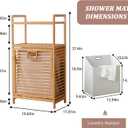 Baveke Laundry Hamper with 2-Tier Shelves & Tilt Out Basket, Laundry Baskets Organizer Hampers Bathroom Storage Shelf for Laundry Room, Bathroom, Nursery, Bedroom, Guest Room (FSC-Certified Bamboo), YSJ01-2T