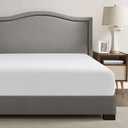 Comfort Spaces Coolmax Moisture Wicking Fitted Sheet ONLY Super Soft, Fade Resistant, All Elastic Deep Pocket Fits Up to 16" Mattress - Warm Weather Cooling Sheets for Night Sweats, Full, White