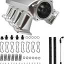Intake Manifold for LS Cathedral Port Cylinder Heads Compatible with LS1 LS2 LS6 LSX HTRACING (Silver)