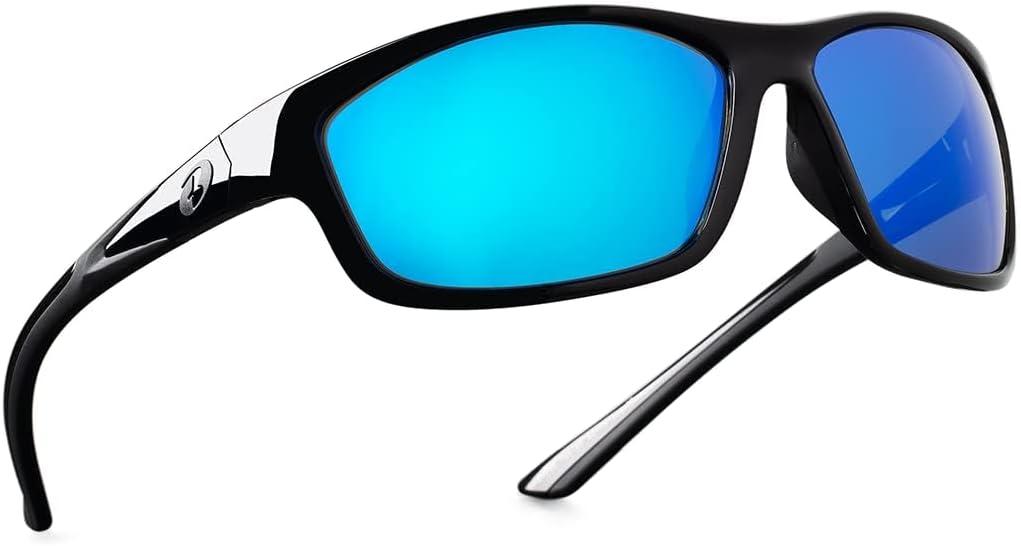Bnus corning glass lens polarized sunglasses for men & Women italy made w. High Performance Plastic Lens option (B7248-black/Blue Flash Non-polarized)