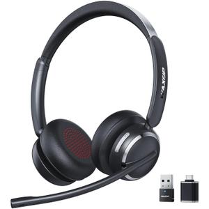 Wireless Headset with Mic for Work, USB A/C Dongle, Bluetooth 6.0 Headset with AI Noise Cancelling Microphone, Wireless Headphones with Mic Mute & 65H, Wireless Headset for PC/Computer/Laptop/Teams