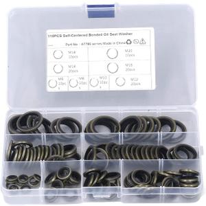 110 Pcs 8 Sizes Oil Seal Washer Automotive Drain Plug Gaskets Oil Crush Washers M6 M8 M10 M 12 M14 M16 M20