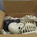 5.4Ft Halloween Life Size Skeleton Decoration, Posable Full Body Giant Human Skeleton Prop with Black Cloak Plastic Large Skeleton for Halloween Party Outdoor Indoor Yard Lawn Scary Decor