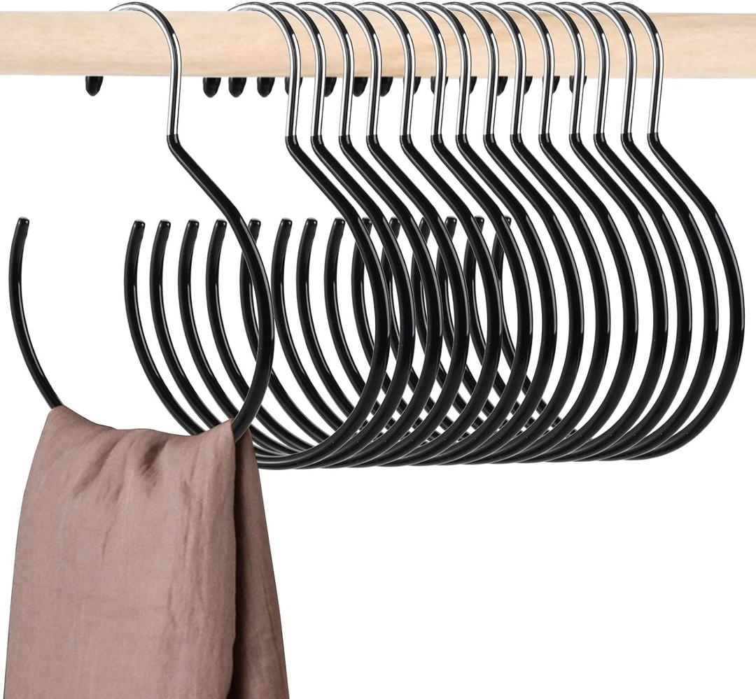 Cedilis 15 Pack Scarf Ring Hangers, Non-Snag Belt Hanger for Closet, Non-Slip Closet Organizer Accessory Holders for Ties Scarves Belts Tank Tops Pashminas, Black