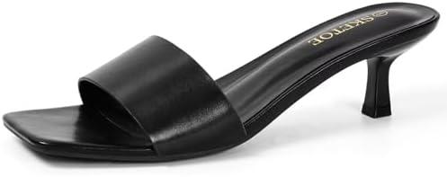 SKETOE Kitten Heels for Women 2 Inch Square Toe One Band Heels Womens Dressy Open Toe Sandals for Wedding & Party, Size: 7.5