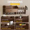 Wall Mounted Coat Rack with Shelf & Drawer, Heavy Duty Solid Wood Entryway Organizer, 29 Coat Rack Wall Mount with 12 Metal Hooks, Key & Mail Holder for Living Room, Bedroom