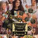 Jacyan Birthday Surprise Gift Box Explosion for Money, Exploding Money Gift Box for Cash Pop up Birthday Money Explosion Box Surprise Party Gift 12 Folding Bounce Boxes for Men Women Kids, Black Gold