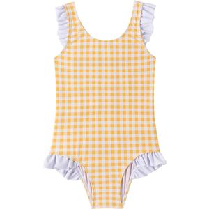 LIZENS One-piece Swimsuit for Girls, Children's Swimwear with Ruffles, Size 4-5T 