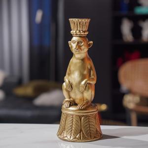 Candle Stick Holder Table Decor - Monkey Resin Modern Candlestick Holder Indoor Table Decor Animals Brass Gold Candle Stand for Living Room Home Decoration 3.25 x 3.25 x 9.25 Inch Guichifun