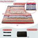 MAXYOYO Bohemian Retro Floor Mattress Vintage Floral Japanese Futon Mattress Roll Up Thicken Sleeping Mat Portable Camping Mattress Floor Lounger Couch Mattress Pad, King Size