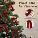 24PCS Christmas Velvet Bows with Twist Ties Red Satin Wreath Bows for DIY Holiday Decorations, Gift Wrapping & Party Decor