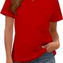 Cotton Basic T Shirts for Women,Crew Neck Short Sleeve Summer Shirts,Solid Loose Fit Tshirt, Plain Workout Tops, Undershirts (Red, XL)