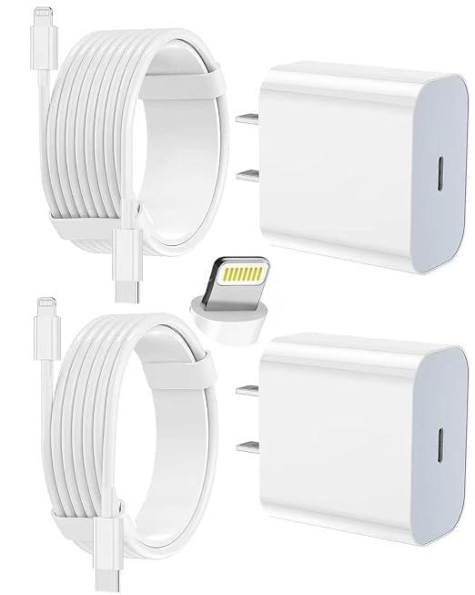 iPhone Charger Fast Charging 2 Pack Type C Wall Charger Block with 2 Pack [6FT&10FT] Long USB C to Lightning Cable for iPhone 14/13/12/12 Pro Max/11/Xs Max/XR/X,AirPods Pro