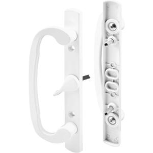 Prime-Line C 1317 Mortise Style Sliding Patio Door Handle Set - Replace Old or Damaged Door Handles Quickly  White Diecast, Non-Keyed, Fits 3-15/16 in. Hole Spacing (Single Pack)