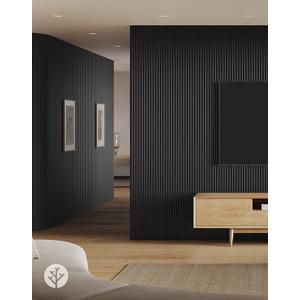 DOLLAR BOSS Wood Slat Acoustic Panels for Wall, 46.5" x 23.8" 2Pcs Soundproof Absorbing Wall Panel with Wood Finish 3D Fluted, Matte Black