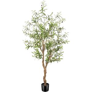 FEELEAD Artificial Olive Tree 6ft -Tall Fake Potted Olive Silk Tree with Planter Natural Olive Branches and Realistic Leaves - Faux Olive Tree for Home House Office Decor Indoor