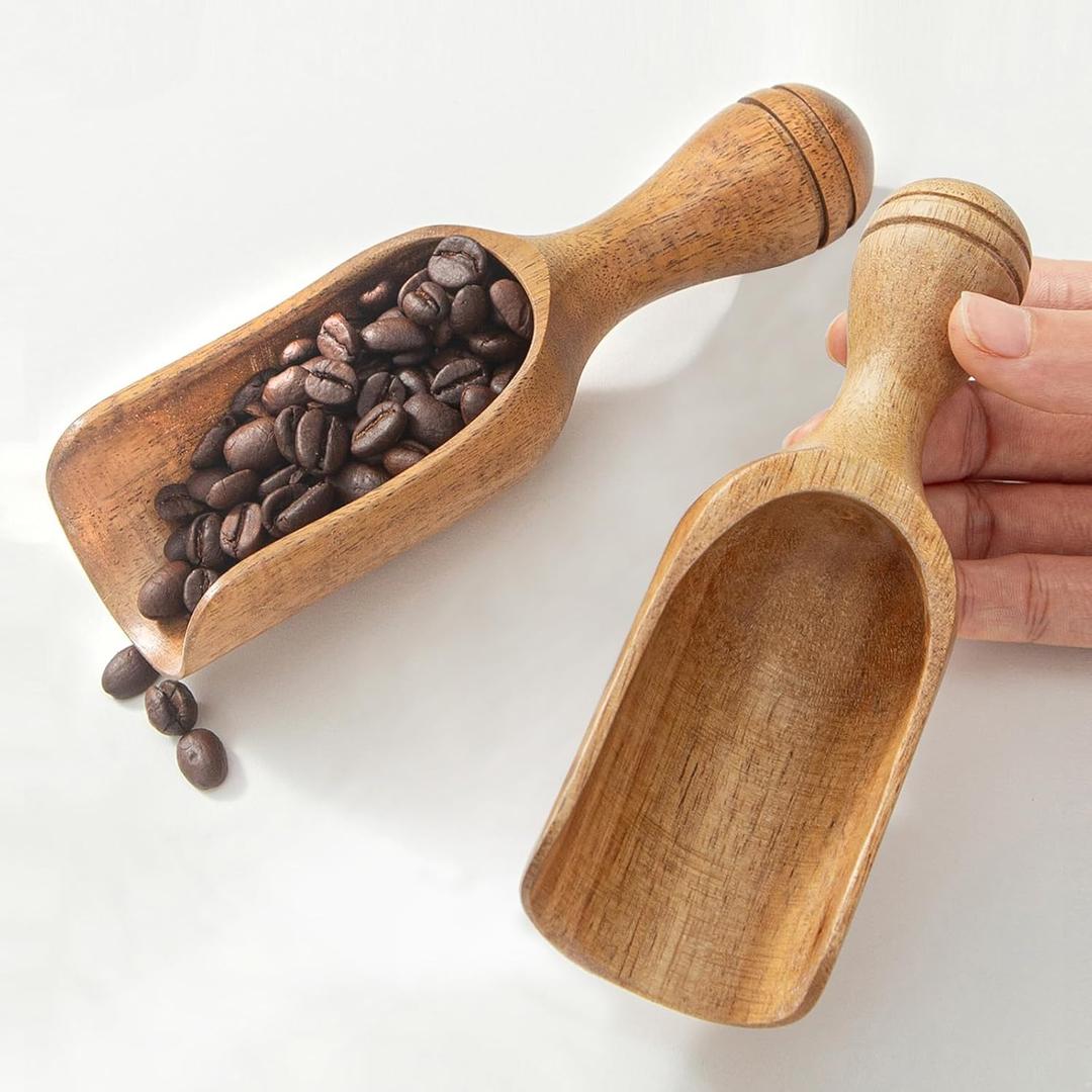 Big Coffee Scoops Shovel,Large Ground Coffee Scoop 2PCS Large Wooden Scoops for Jars 5.9 Acacia Measuring Spoons for Coffee, Kitchen Scoop for Tea,Coffee, Powder, Bath Salts,Laundry -Multifunctional