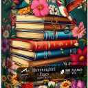PICKFORU Wildflower Pages Jigsaw Puzzle for Adults, Hummingbird Vintage Book Puzzles, Retro Plant Flower Puzzle 1000 Pieces