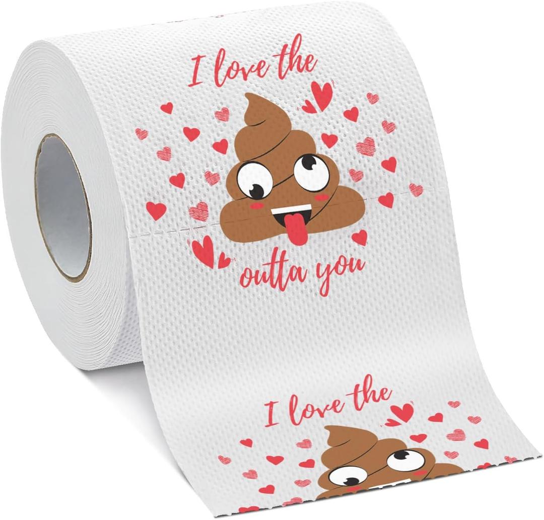 2 x Valentines Day Gifts for Him/Her,Novelty Toilet Paper Romantic Gag Gifts for Couples Men Women Boyfriend Girlfriend Wife Husband,Prank Decor for Anniversary Wedding Birthday Christmas Party Supplies (LOVE YOU)