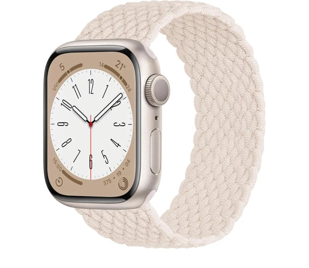 Elastic Band Compatible with Apple Watch Band Series 11/10 42mm, 9/8/7 41mm, 6/5/4 40mm for Women Men, Nylon Stretchy Braided Solo Loop Sport Strap for iWatch SE 1/2/3, XS Starlight