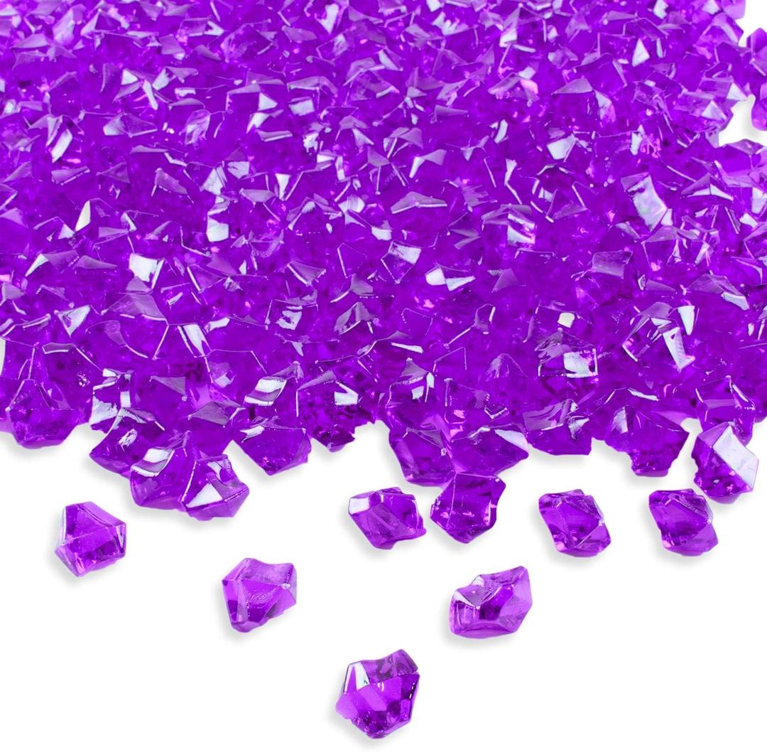 Super Z Outlet Acrylic Color Ice Rock Crystals Treasure Gems for Table Scatters, Vase Fillers, Event, Wedding, Arts & Crafts, Birthday Decoration Favor (190 Pieces) (Purple)