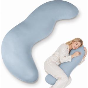 Body Pillow for Side Sleepers, Memory Foam Cooling Pillow for Adults, Pea Pod Long Body Pillow for Bed, Breathable Full Body Pillow for Pregnancy Sleeping, 41 x 21 x 7