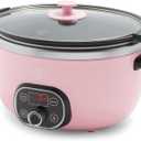 GreenLife 8QT Slow Cooker, Non-Toxic PFAS-Free Ceramic Nonstick Removable Interior Bowl, Programmable, Family Friendly, Keep Warm, Stovetop & Oven Safe, Dishwasher Safe Crock, Timer, Glass Lid, Pink
