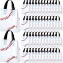 Flutesan 50 Pcs Baseball Party Favor Bags 6 x 8 Inch Plastic Baseball Snack Goodie Bags Tote Gift Packaging for Kids Boys Birthday Sports Theme Party Supplies