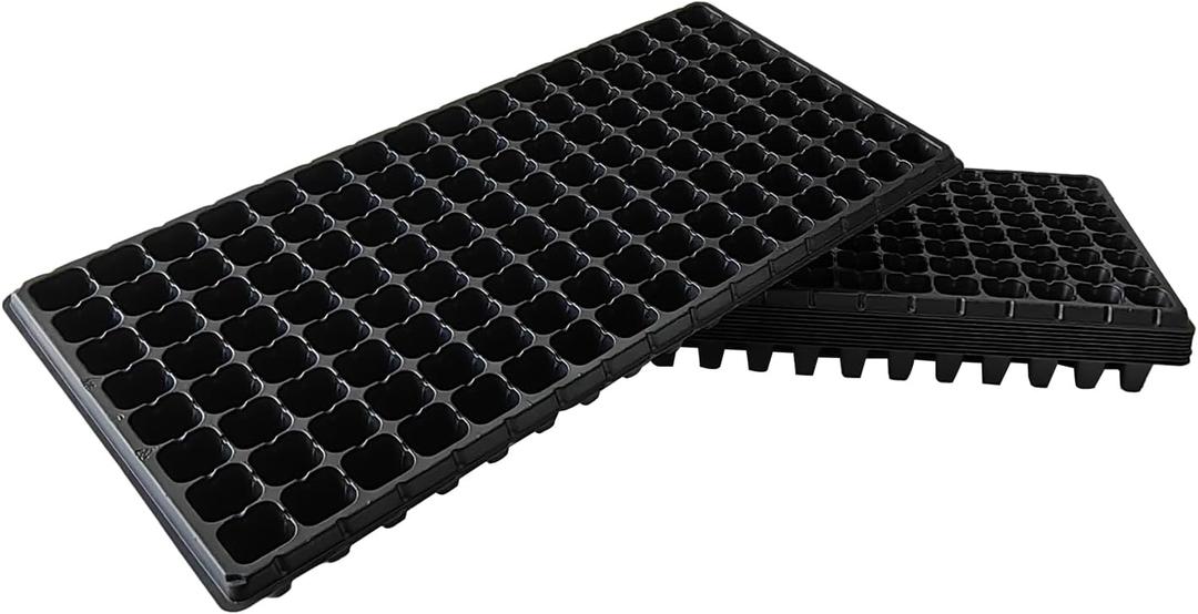 10Pcs 128 Cell Seed Starter Trays, Thick Durable Nursery 128 Cell Plug Tray Seedling Flat Plastic Shallow Tray for TD538 1020 Trays (21.26", 11.02", Deep 1.89"), GGBQ128 (128C-L-10P)