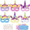 Fennoral 6 Pack Unicorns Masks Craft for Kids Creative Make Your Own Unicorns Masks Foam Stickers DIY Arts and Crafts for Kids Boys Girls Unicorns Theme Party Decorations Birthday Gift