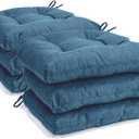 Chair Cushions for Dining Chairs Set of 6, Non Slip Indoor Kitchen Chair Cushions with Ties, Tufted Memory Foam Seat Chair Pads, 17" x 16" x 3", Blue
