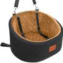 Dog Car Seat for Small Dogs Up to 30 Lbs,Ultra Soft Fabric Fill in Comfy Memory Foam,Happy Pet Ride,2 Safety Dog Leashes,Fully Detachable and Washable,Anti Slip Base(Black/Coffee)