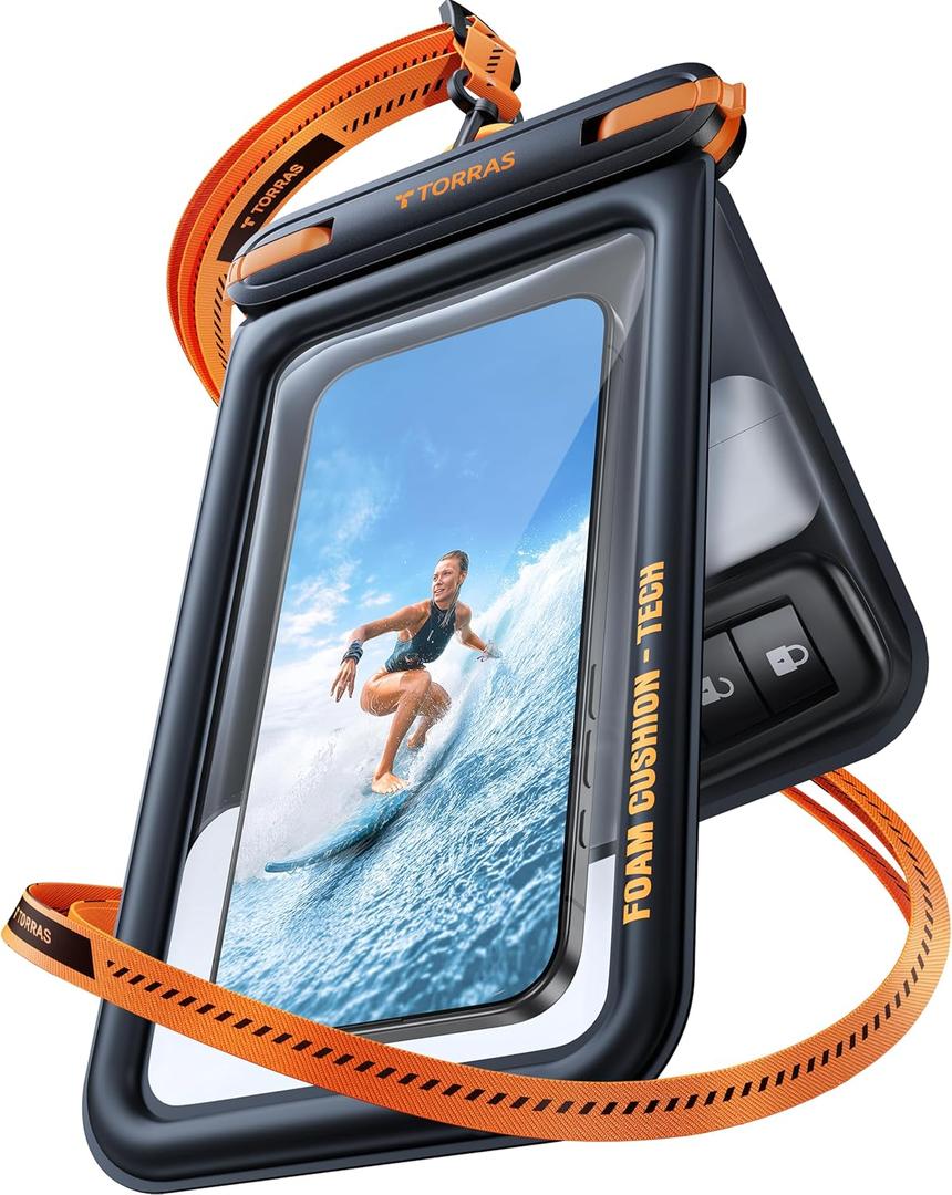 TORRAS IP68 Waterproof Phone Pouch Double Space, Floating Waterproof Phone Case with Lanyard for iPhone 17 Pro Max 16 15 14 S26 S25, Phone Dry Bag Vacation Cruise Ship Travel Essentials 7.0'', Black