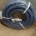 1-1/4 Inch x 27Ft Heavy-Duty Spiral Wound Pool Vacuum Hose with Kink-Free Cuff - Durable, Flexible, Universal Fit for Pool Maintenance, White, Blue