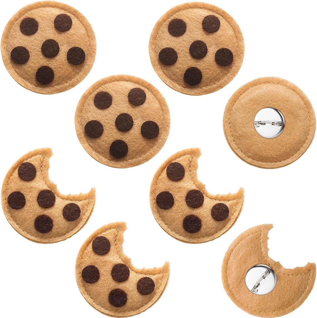 Suncalla 8 Pcs Chocolate Chip Felt Cookies Decor Brooches Chest Clip Cookies Costume Accessories for Halloween Party Supplies (1 Count (Pack of 8))