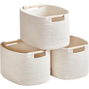 3 Pack Storage Basket for Cabinet and Toy Organization - 13"x9.8"x8.7" Baskets for Storage - Baby Toy Bin - Toy Storage Organizer - Ideal for Empty Gift Baskets to Fill-White