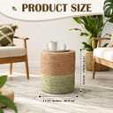 Barydat 2 Pcs 15'' Ottoman Pouf Natural Seagrass Braided Poof Hand Weaving Round Ottomans Boho Footrest Stool for Home Living Room Bedroom Patio(Natural and Green), 11.8 x 11.8 x 15 inches