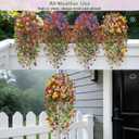 Alupssuc 4PCS Artificial Fake Hanging Flowers for Outdoor Spring Decoration, UV Resistant No Fade Faux Silk Daisy Floral Plastic Plants for Outside Indoor Yard Home Porch Realistic Decor(4 Colors)