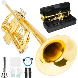 LeSage Bb Standard Trumpet Set for Beginner, Brass Student Trumpet Gold