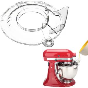 Pouring Shield for KitchenAid Tilt Head 4.5-5 QT (for Stainless Steel Bowls Only), for Kitchen aid Accessories and Attachments, Fully Enclosed Foldable Lid Mixer Bowl Cover & Flour Funnel (Clear)