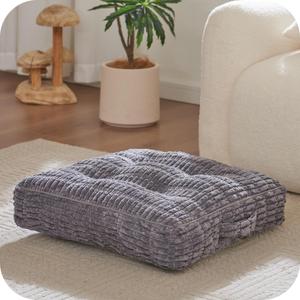 Floor Pillow Cushion for Adults, Meditation Cushion Pillow, Large Square Floor Sitting, for Tatami Living Room or Yoga, 22x22 Inch (4" Thick(Pack of 2), Grey)
